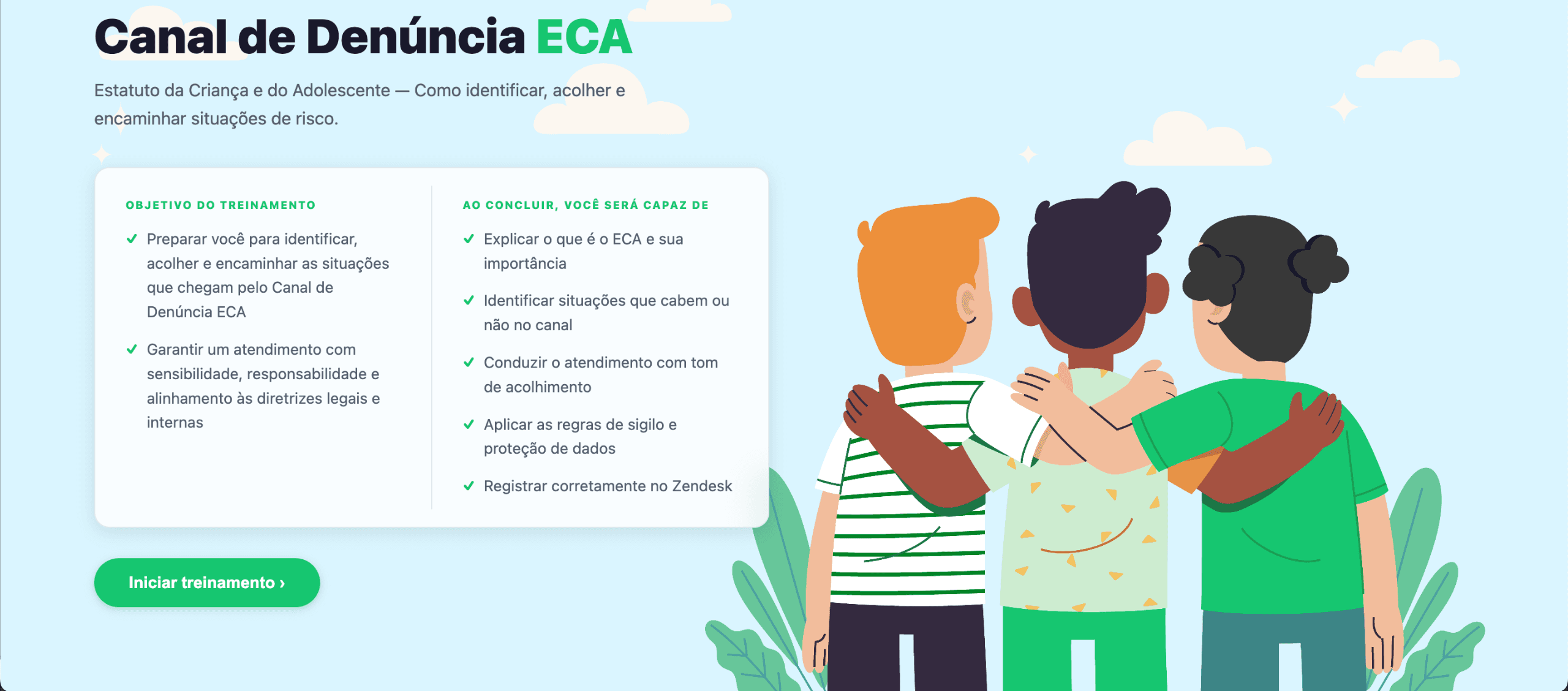 Imagem do projeto Canal de Denúncia ECA — Treinamento interativo para times de atendimento